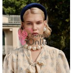 Bentita deosebita pentru par din catifea Hand Made BTP011BB - Albastru Inchis